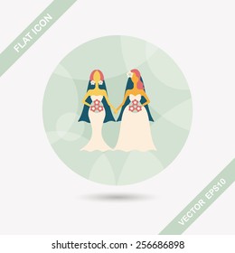 wedding couple flat icon with long shadow,eps10