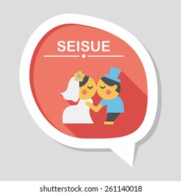 wedding couple flat icon with long shadow,eps10
