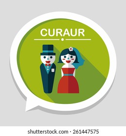 wedding couple flat icon with long shadow,eps10