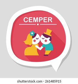 wedding couple flat icon with long shadow,eps10