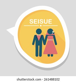 wedding couple flat icon with long shadow,eps10