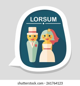 wedding couple flat icon with long shadow,eps10