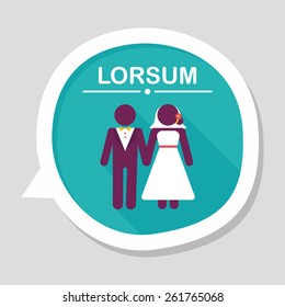 wedding couple flat icon with long shadow,eps10