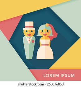 wedding couple flat icon with long shadow,eps10