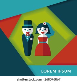 wedding couple flat icon with long shadow,eps10