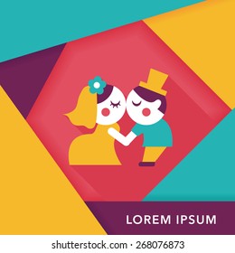 wedding couple flat icon with long shadow,eps10