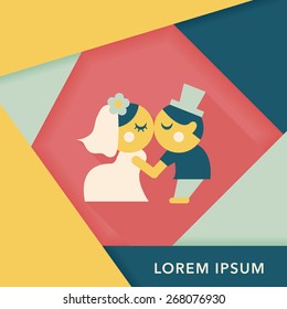 wedding couple flat icon with long shadow,eps10