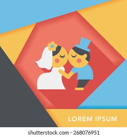 wedding couple flat icon with long shadow,eps10