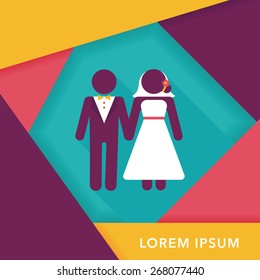 wedding couple flat icon with long shadow,eps10