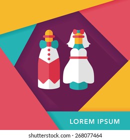 wedding couple flat icon with long shadow,eps10