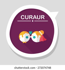 wedding couple flat icon with long shadow,eps10