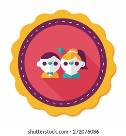 wedding couple flat icon with long shadow,eps10