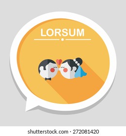 wedding couple flat icon with long shadow,eps10