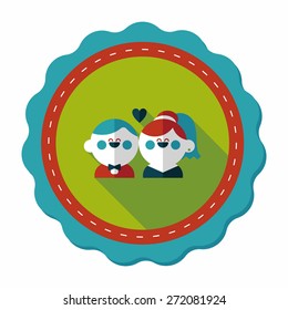 wedding couple flat icon with long shadow,eps10