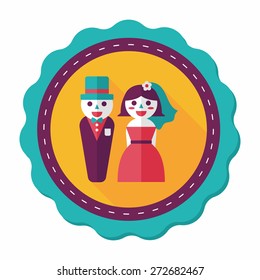 wedding couple flat icon with long shadow,eps10