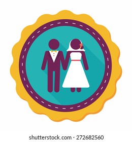 wedding couple flat icon with long shadow,eps10