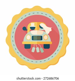 wedding couple flat icon with long shadow,eps10