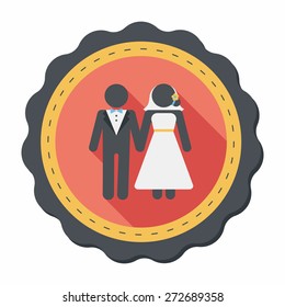 wedding couple flat icon with long shadow,eps10