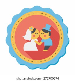 wedding couple flat icon with long shadow,eps10