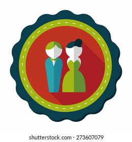 wedding couple flat icon with long shadow,eps10