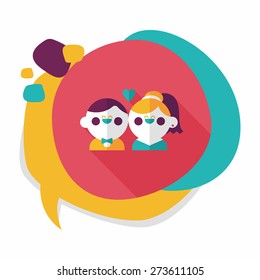wedding couple flat icon with long shadow,eps10