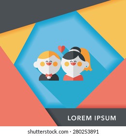 wedding couple flat icon with long shadow,eps10