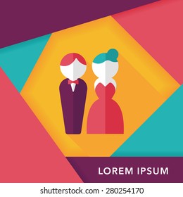 wedding couple flat icon with long shadow,eps10