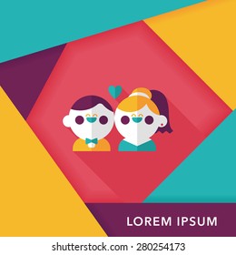 wedding couple flat icon with long shadow,eps10