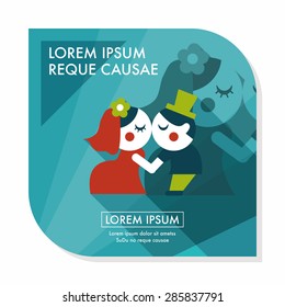 wedding couple flat icon with long shadow,eps10