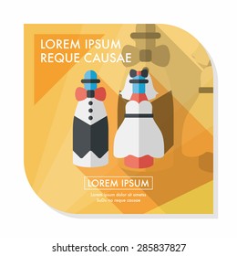wedding couple flat icon with long shadow,eps10