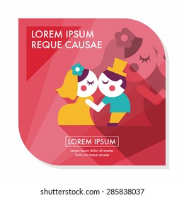wedding couple flat icon with long shadow,eps10