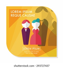 wedding couple flat icon with long shadow,eps10