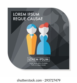 wedding couple flat icon with long shadow,eps10