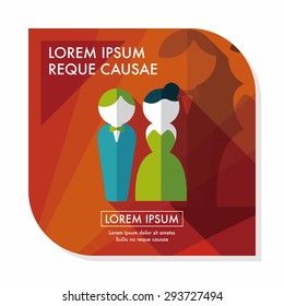 wedding couple flat icon with long shadow,eps10