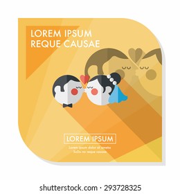 wedding couple flat icon with long shadow,eps10