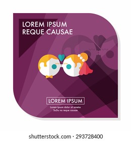 wedding couple flat icon with long shadow,eps10