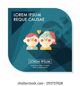 wedding couple flat icon with long shadow,eps10