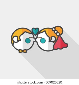 wedding couple flat icon with long shadow,eps10