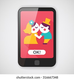 wedding couple flat icon with long shadow,eps10