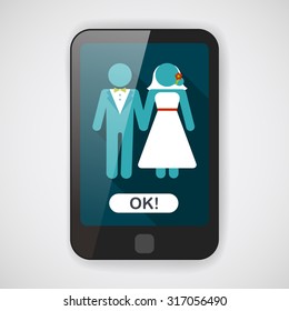 wedding couple flat icon with long shadow,eps10
