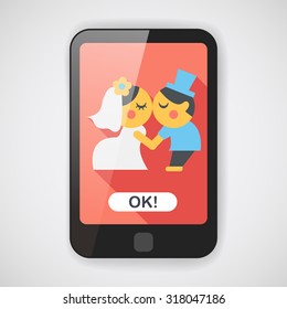 wedding couple flat icon with long shadow,eps10