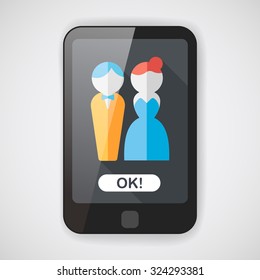 wedding couple flat icon with long shadow,eps10
