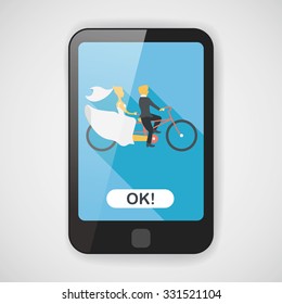 wedding couple flat icon with long shadow,eps10