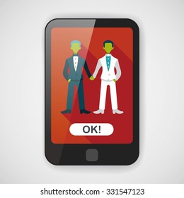 wedding couple flat icon with long shadow,eps10