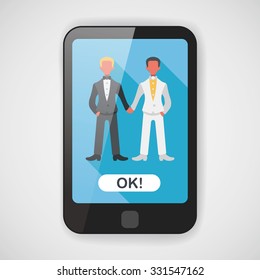 wedding couple flat icon with long shadow,eps10