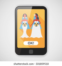 wedding couple flat icon with long shadow,eps10