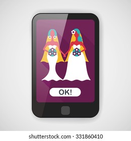 wedding couple flat icon with long shadow,eps10