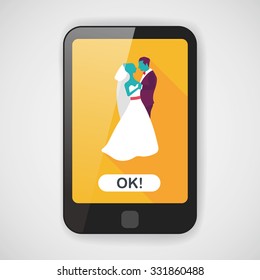 wedding couple flat icon with long shadow,eps10