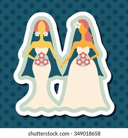 wedding couple flat icon with long shadow,eps10