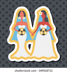 wedding couple flat icon with long shadow,eps10